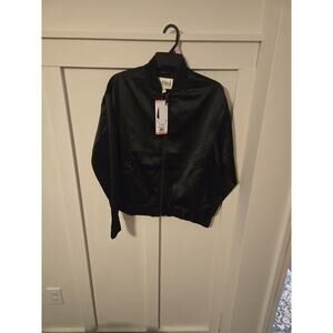 Remi Bader x Revolve Edited Black Satin Bomber Jacket NWT